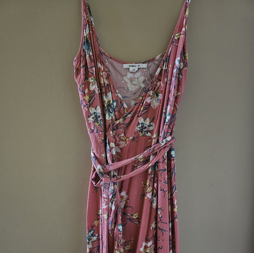 USED O'Neill Viola Ruffle Maxi Dress - Faded Rose, US XS
